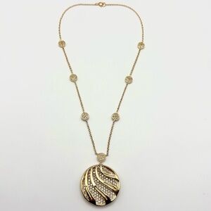 Freida Rothman 14k Gold Over Sterling Silver Wave Pendant Pave Station Necklace